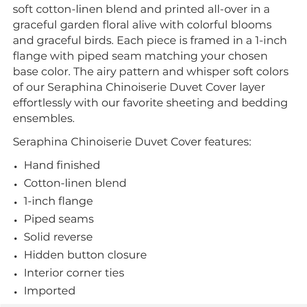Ballard Designs Seraphina Chinoiserie Queen/Full Duvet Cover + 1 Euro Sham - Picture 3 of 5